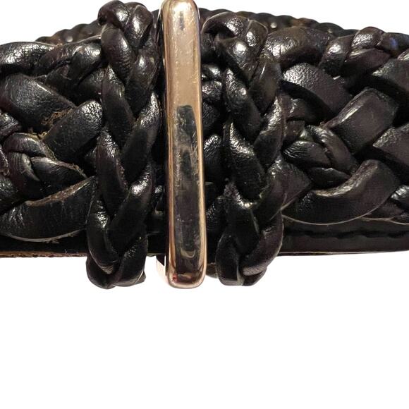 Talbots Braided Leather Belt in Black Leather and Silver Buckle Women's Large - Picture 6 of 8
